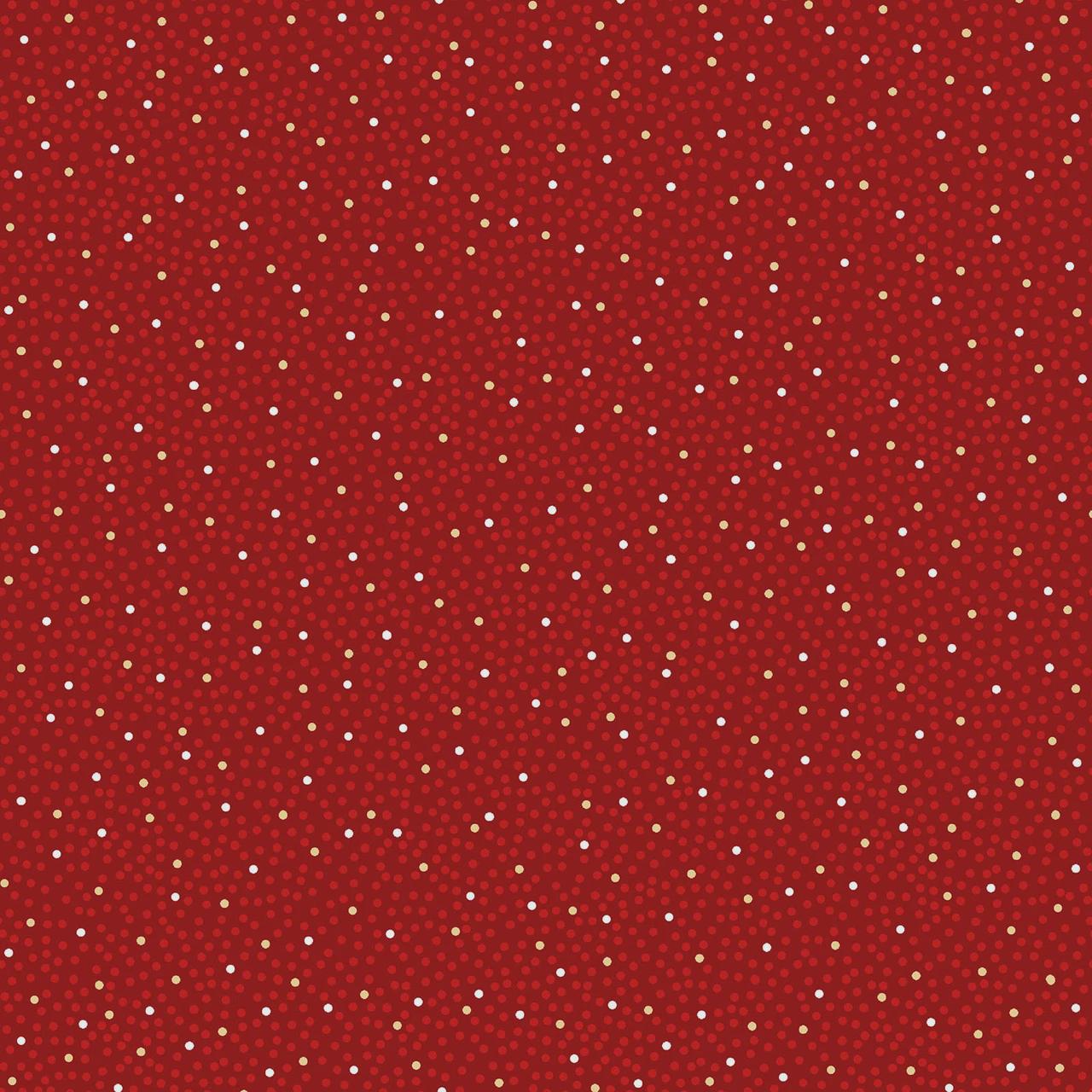 Red Dots Cotton fabric- Metallic Accent - Merry Mix-  continuous cuts - cotton fabric- fast shipping! MASM1118-R