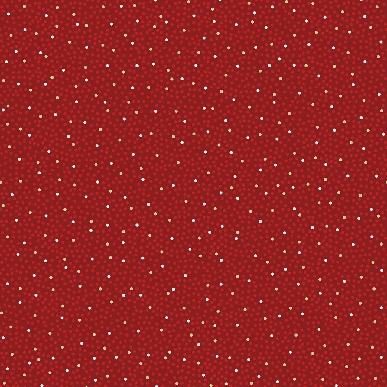 Red Dots Cotton fabric- Metallic Accent - Merry Mix- continuous cuts - cotton fabric- fast shipping! MASM1118-R