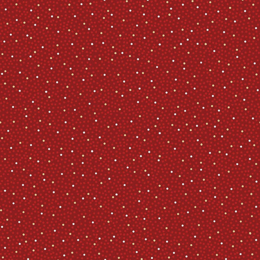 Red Dots Cotton fabric- Metallic Accent - Merry Mix-  continuous cuts - cotton fabric- fast shipping! MASM1118-R