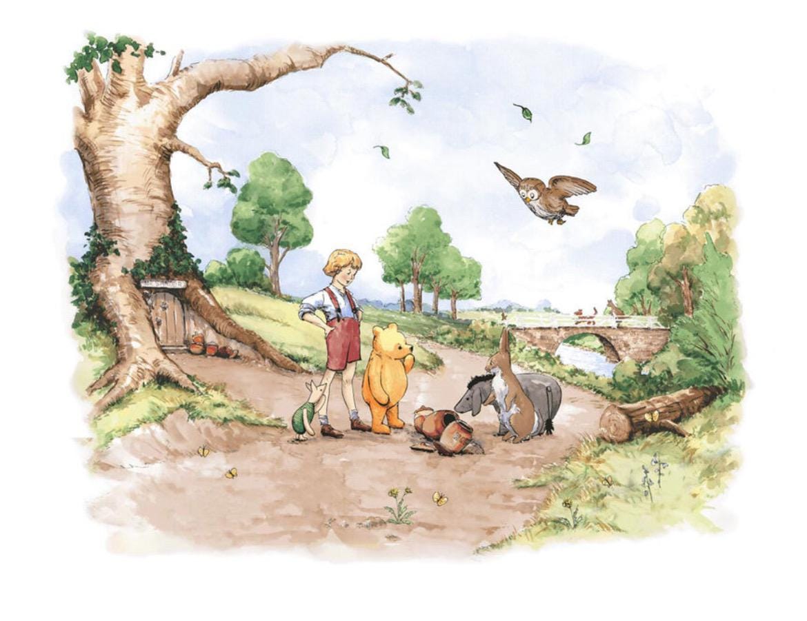 Classic Winnie the Pooh Panel 100% Cotton - 43/44" wide