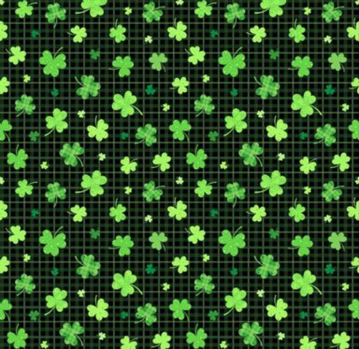 St. Patrick’s Day Plaid-  Shamrocks Cotton fabric - 100% Cotton - continuous cuts - Timeless Treasures