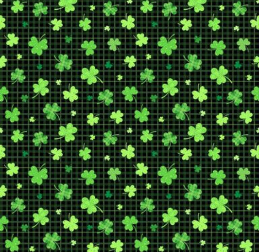 St. Patrick’s Day Plaid-  Shamrocks Cotton fabric - 100% Cotton - continuous cuts - Timeless Treasures