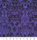 Glitter Accent Pumpkins on Purple Fabric - Cotton Halloween Fabric - 100% Cotton - Continuous cuts -Fabric Traditions