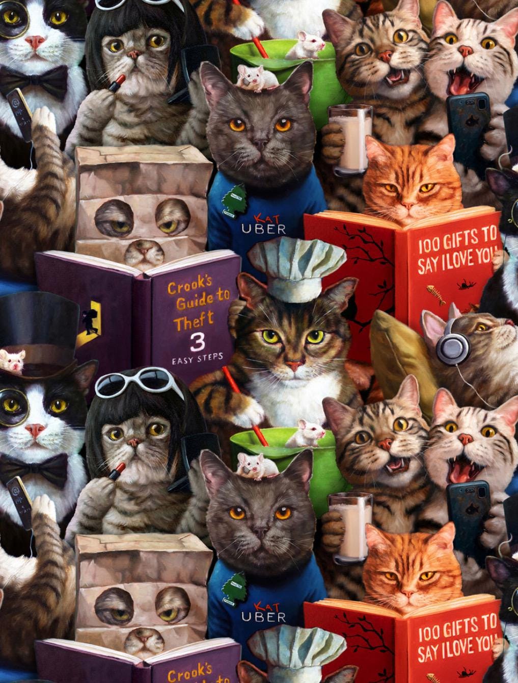 Cat’s Meow Cotton Fabric - 100% Cotton- Continuous Cuts  Elizabeth’s Studio