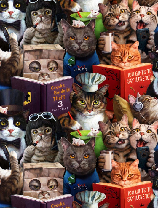 Cat’s Meow Cotton Fabric - 100% Cotton- Continuous Cuts Elizabeth’s Studio