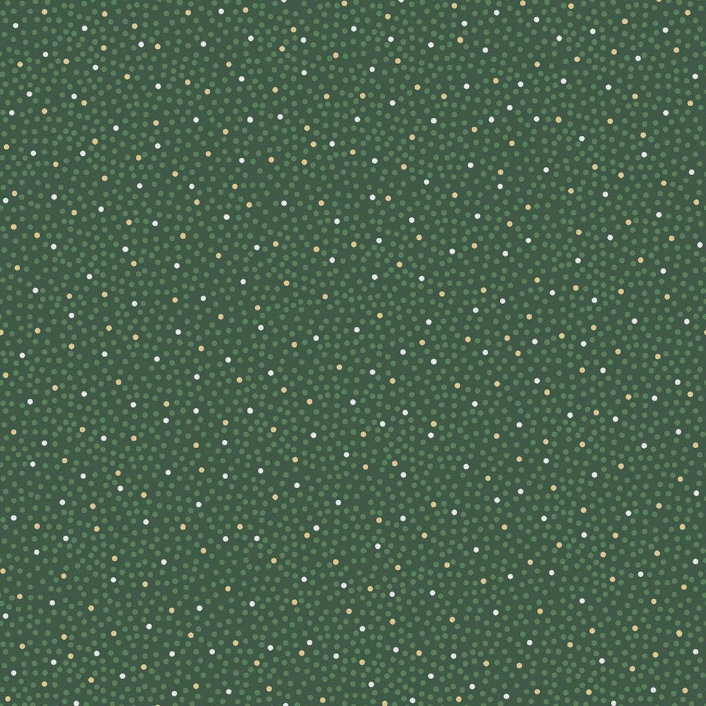 Green Dots Cotton fabric- Metallic Accent - Merry Mix- continuous cuts - cotton fabric- fast shipping! MASM1118-G