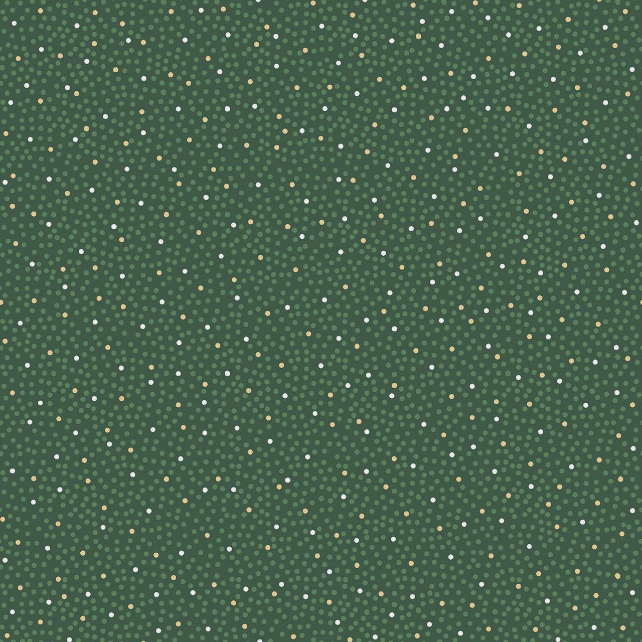 Green Dots Cotton fabric- Metallic Accent - Merry Mix-  continuous cuts - cotton fabric- fast shipping! MASM1118-G