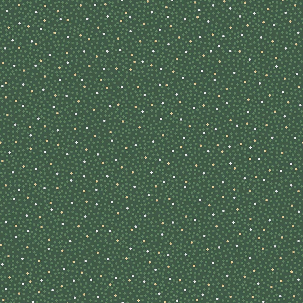 Green Dots Cotton fabric- Metallic Accent - Merry Mix- continuous cuts - cotton fabric- fast shipping! MASM1118-G