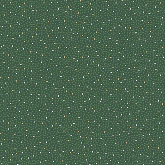 Green Dots Cotton fabric- Metallic Accent - Merry Mix-  continuous cuts - cotton fabric- fast shipping! MASM1118-G