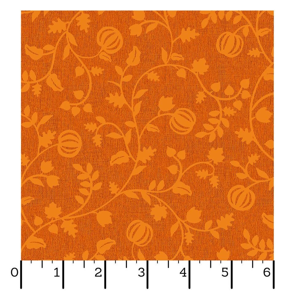 Pumpkin Vines Orange Halloween Fabric - 100% Cotton - Continuous cuts Pumpkin Grove Pumpkin Vines - Orange MAS11184-O