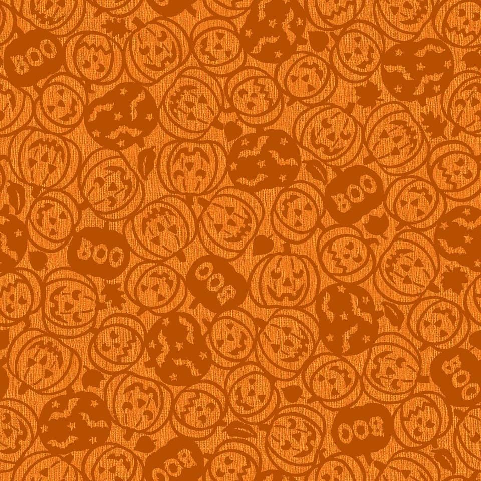 Spooky Pumpkins Orange Halloween Fabric - 100% Cotton - Continuous cuts Pumpkin Grove Spooky Pumpkins - Orange MAS11182-O