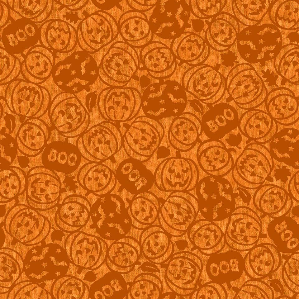 Spooky Pumpkins Orange Halloween Fabric - 100% Cotton - Continuous cuts Pumpkin Grove Spooky Pumpkins - Orange MAS11182-O