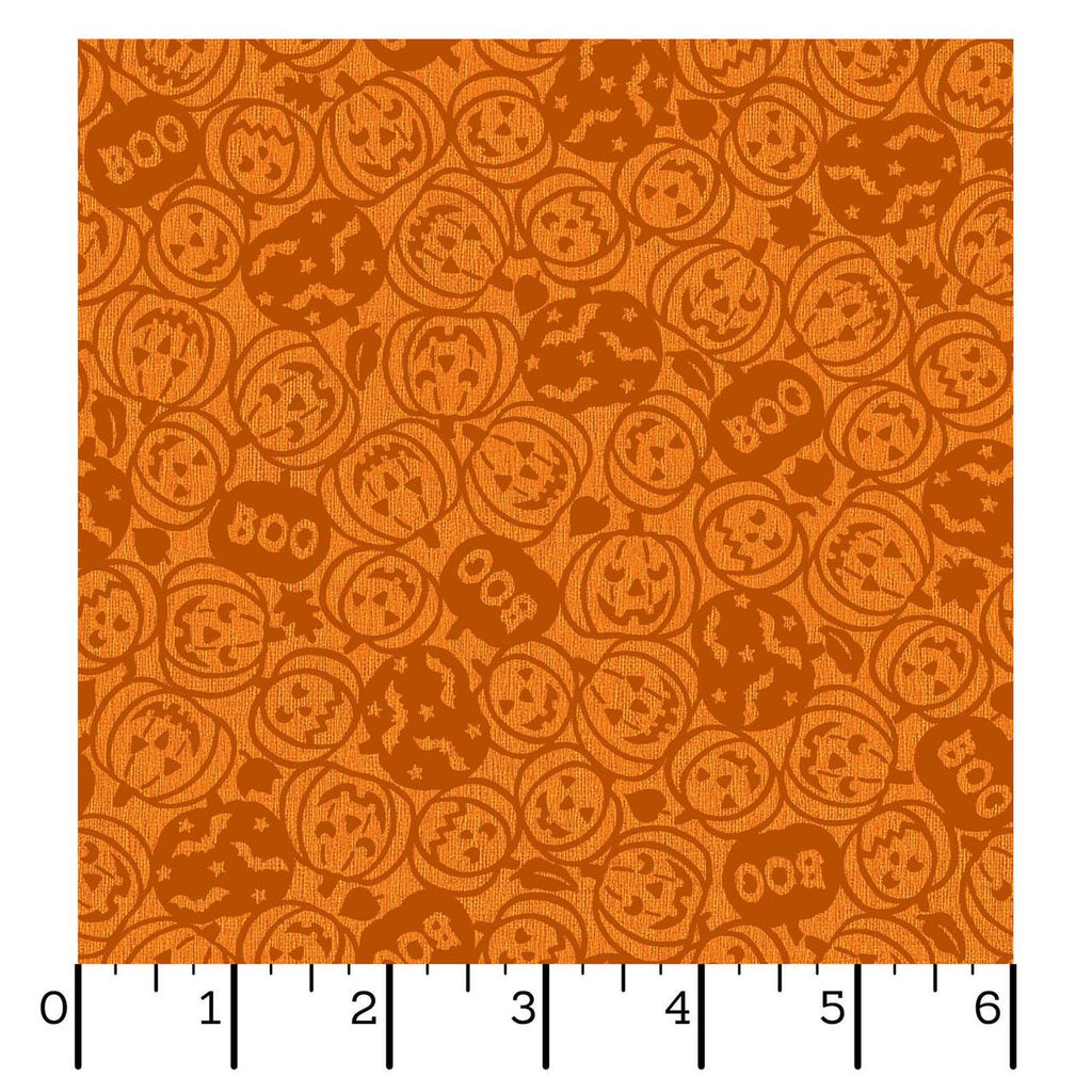 Spooky Pumpkins Orange Halloween Fabric - 100% Cotton - Continuous cuts Pumpkin Grove Spooky Pumpkins - Orange MAS11182-O