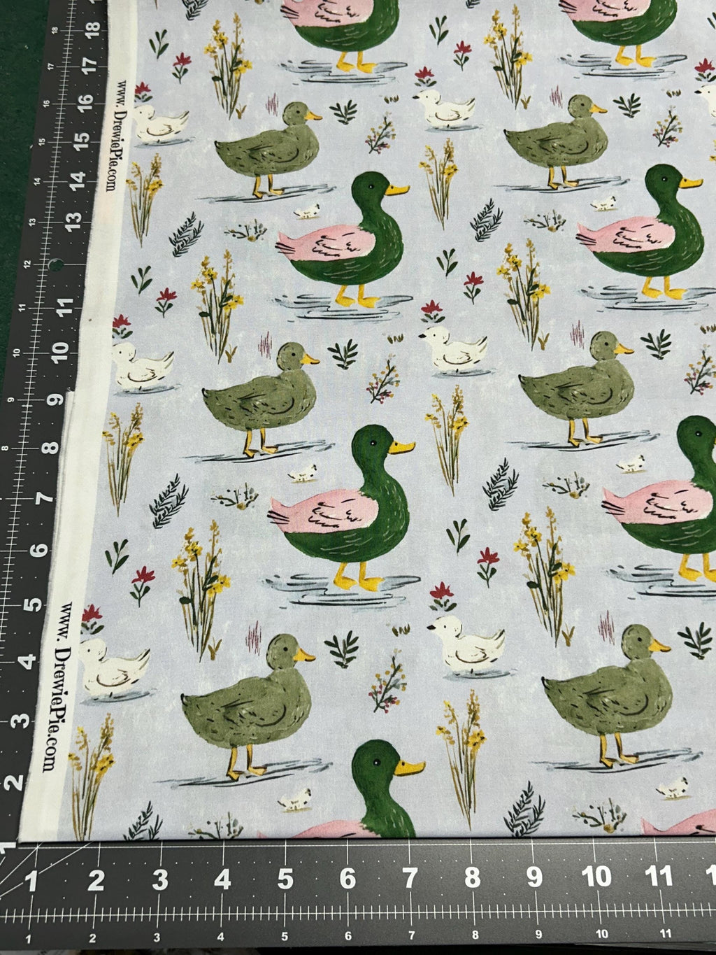 Watercolor Ducks Cotton fabric- Continuous cuts- 100% Cotton-