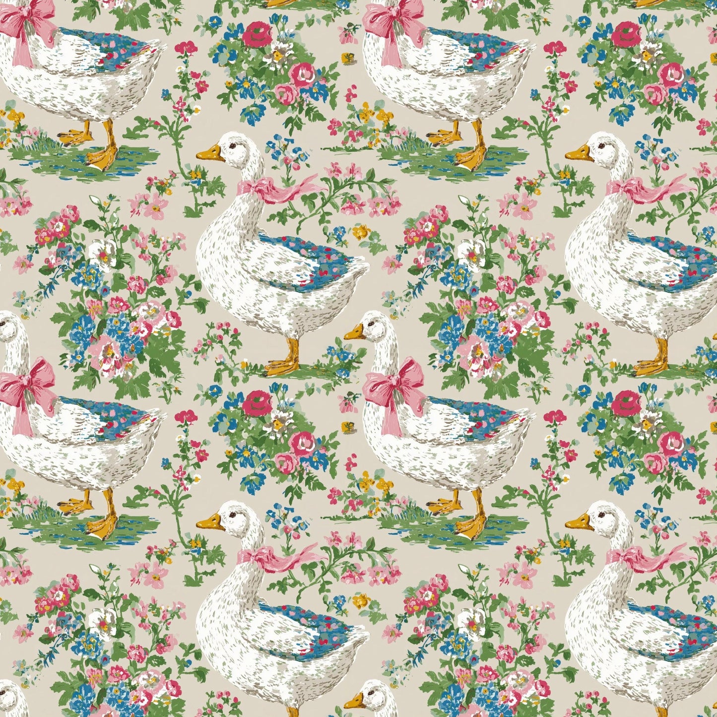 Watercolor Goose Cotton fabric- Continuous cuts- 100% Cotton-