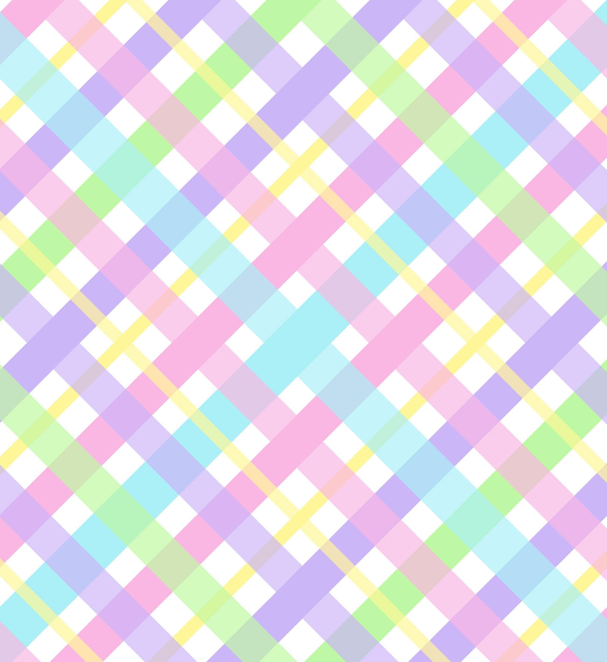 Easter Bias Plaid Cotton fabric- 100% Cotton- Continuous Cuts