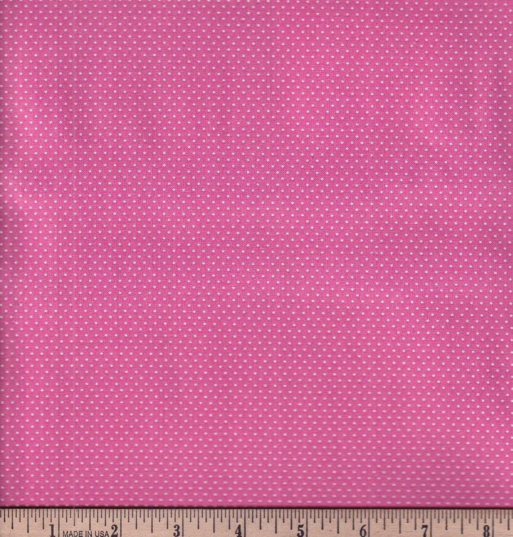 Pink White Dots Cotton Fabric - 100% Cotton Continuous cuts-Pink w/WHITE DOTS Blender