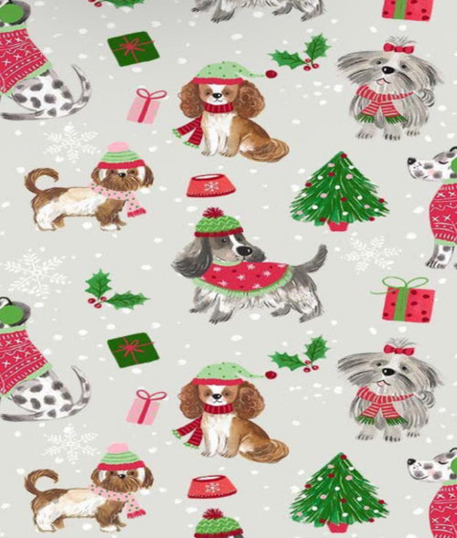 Christmas Dogs Fabric 100% Cotton Continuous cuts - CD4073