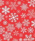 White Snowflakes on Red Christmas Cotton fabric- 100% Cotton - Continuous Cuts Drewie Pie Fabrics - Christmas Cakes