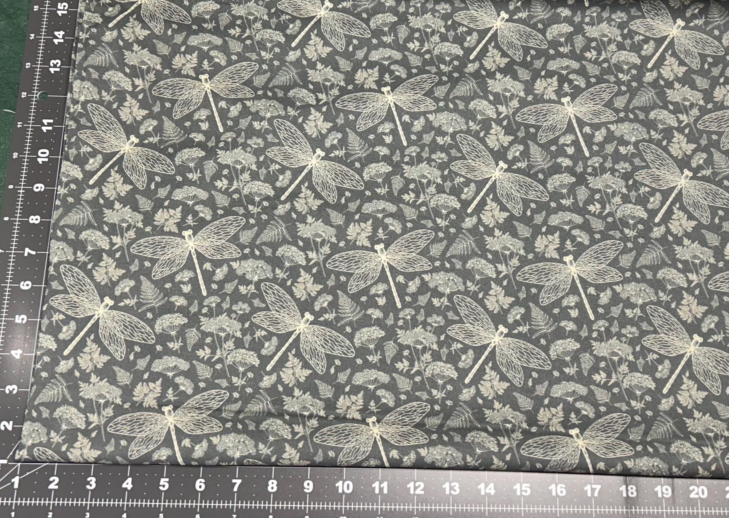 Dragonflies Cotton Fabric 100% Cotton - Continuous Cuts