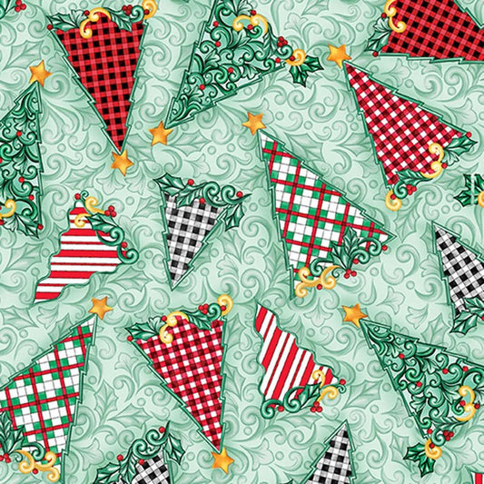 Tartan Trees Christmas Tree Cotton fabric-100% Cotton - Continuous Cuts BEN16820-40