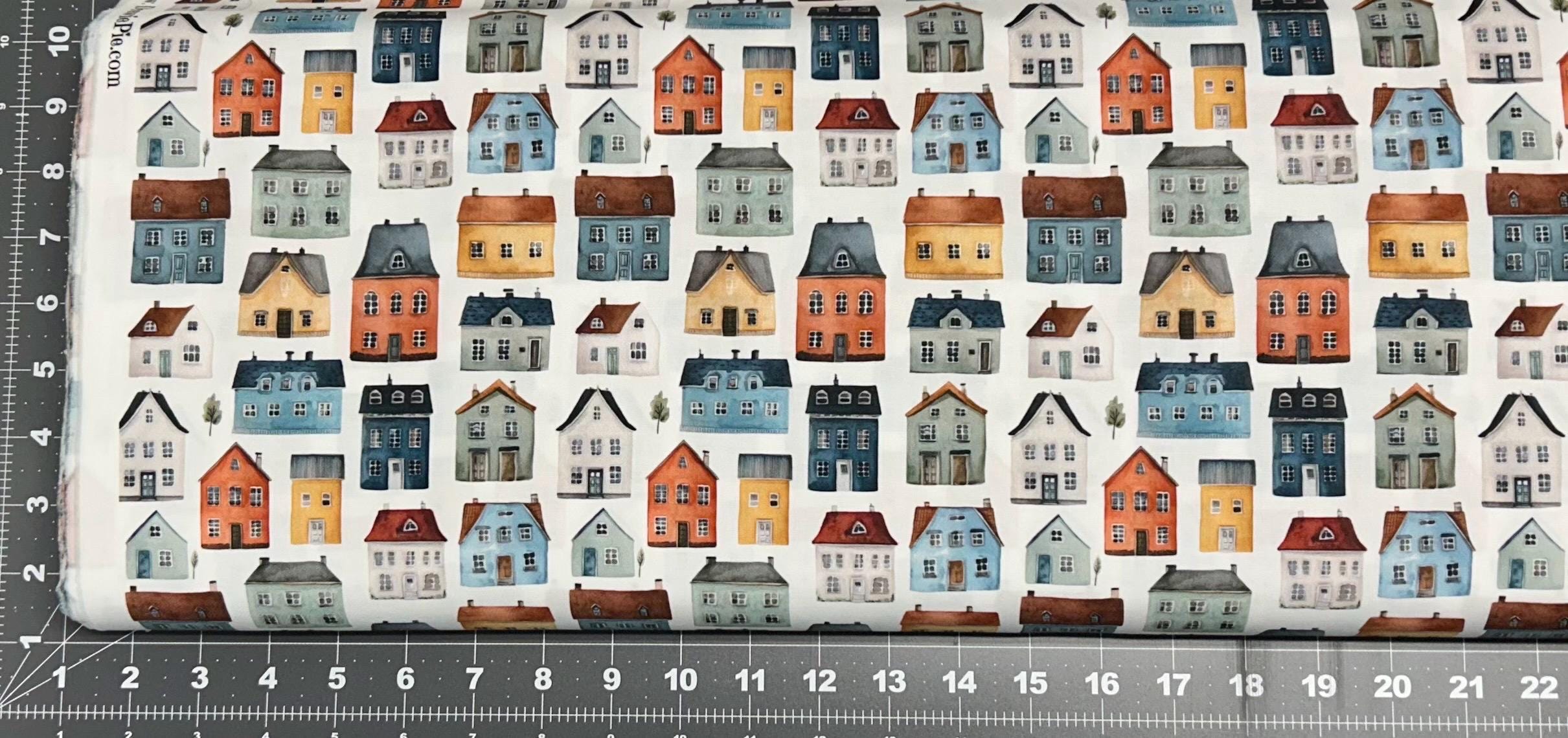 Watercolor Village Cotton fabric 100% Cotton - Drewie Pie Fabrics