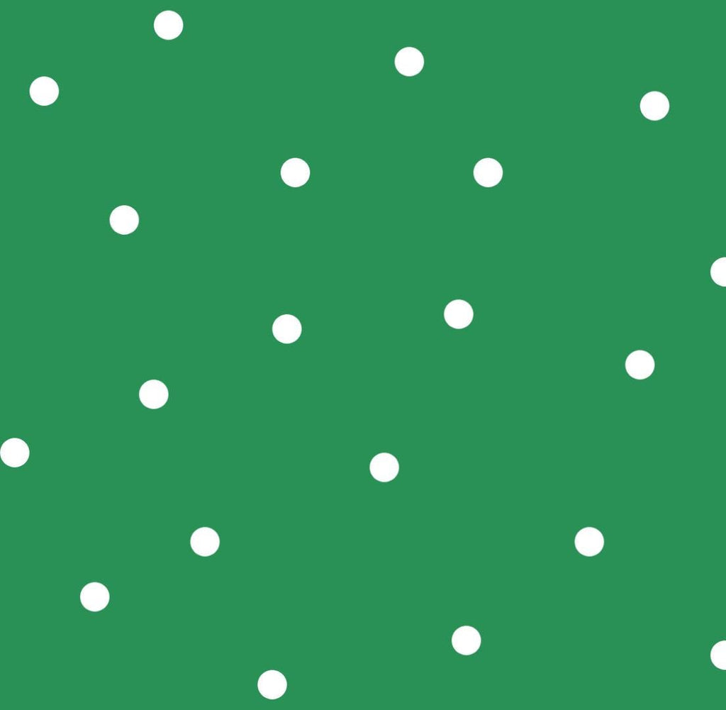 Dotted Fabric - White dots on Green - 100% Cotton -Drewie Pie Fabrics - Blender Christmas Cakes Coordinate