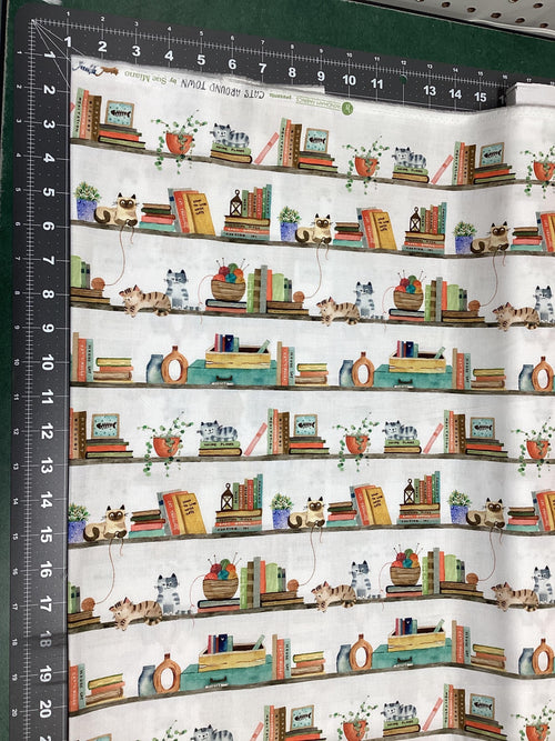 Cats around Town Ivory Cats - cotton fabric 100% Cotton - Fabric