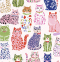 Watercolor Cats Cotton fabric- Continuous cuts- 100% Cotton- Drewie Pie Fabrics