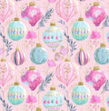 Ornament Pink Christmas Cotton fabric - Christmas - holiday- continuous cuts - Drewie Pie Fabrics