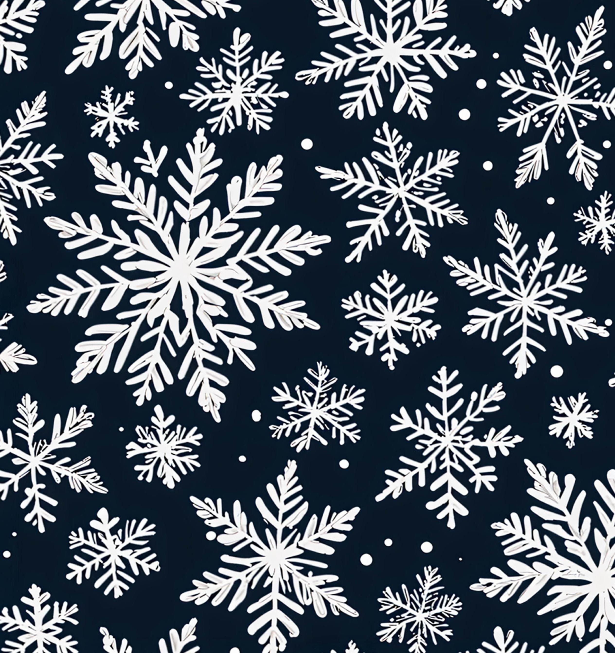 Snowflakes on Black Christmas 100% Cotton Fabric- Snowflakes - Drewie Pie Fabrics
