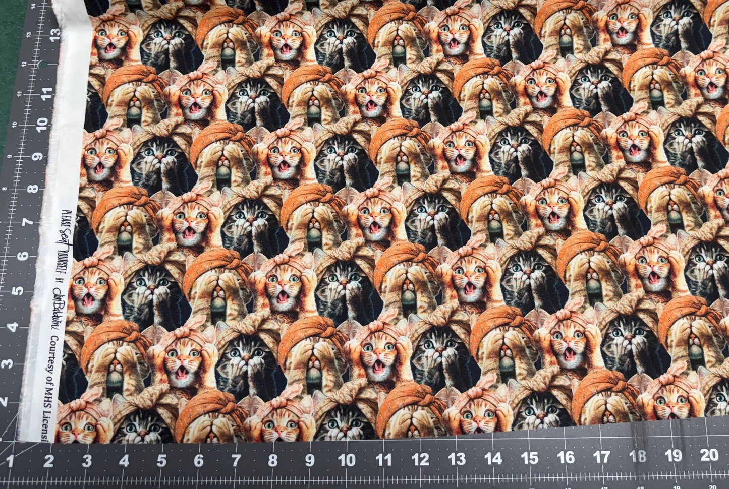 Please Seat Yourself Cats Cotton Fabric - 100% Cotton- Continuous Cuts