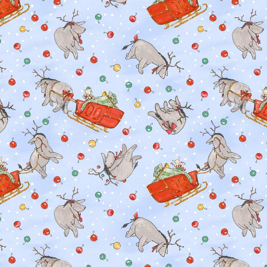 Christmas Winnie the Pooh Bear Reindonkeys Fabric 100% Cotton - Licensed Fabric Christmas at Pooh Corner