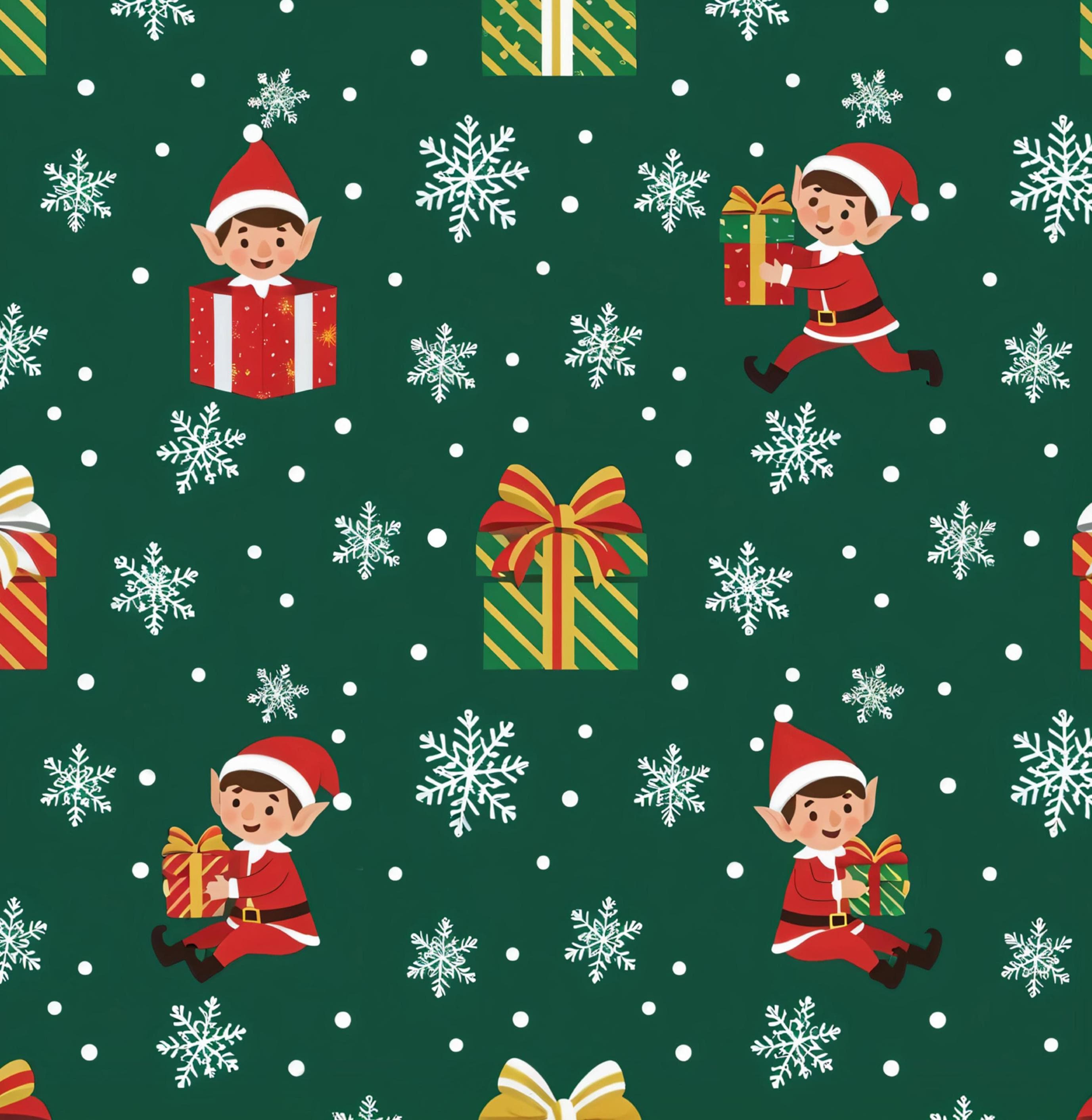 Elf Christmas Fabric - 100% Cotton - continuous Cuts - By Drewie Pie Fabrics