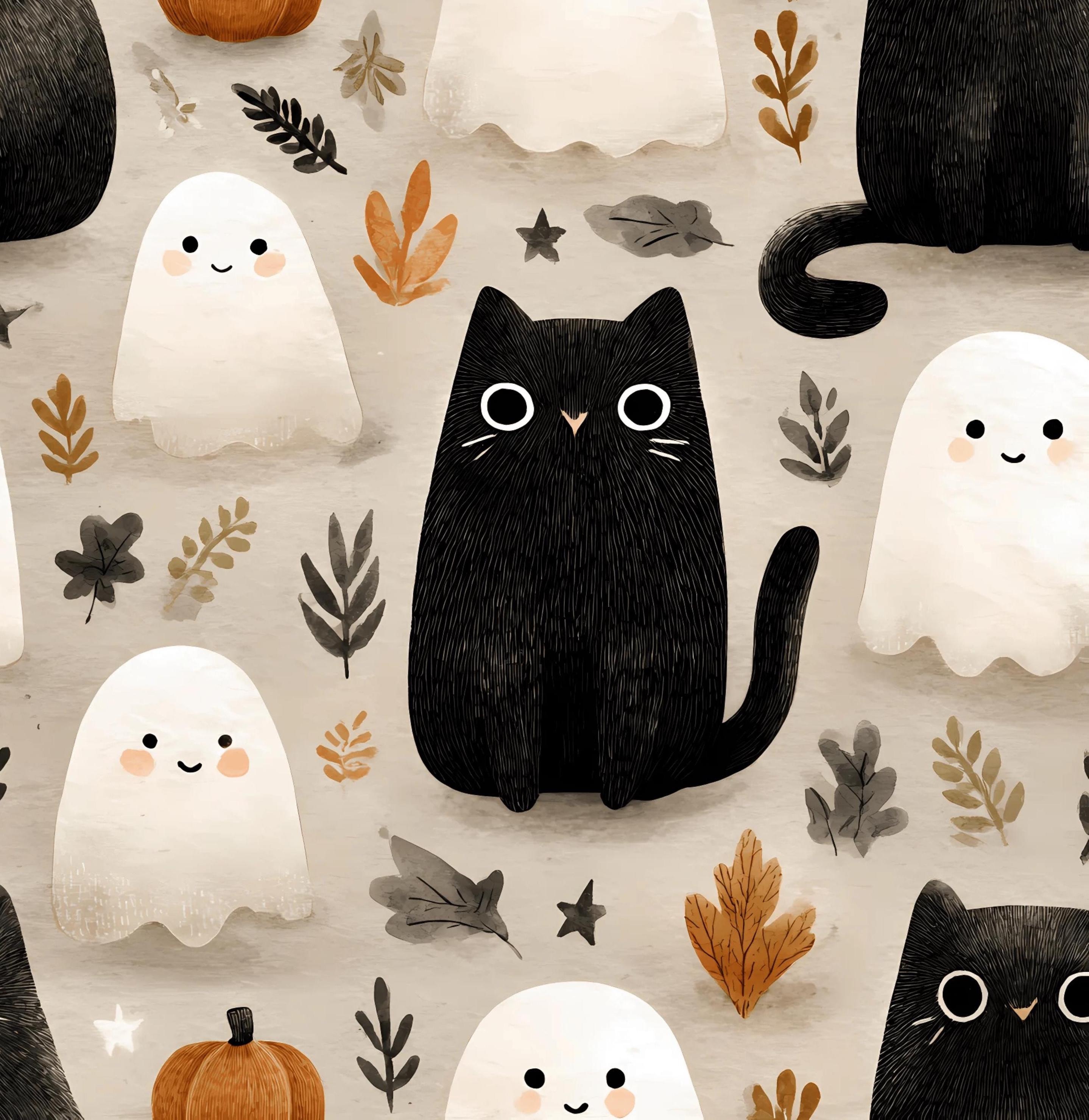 Cute Ghost Pumpkin Halloween 100% Cotton Fabric - Drewie Pie Fabrics