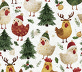 Christmas Chicken Santa Cotton Fabric - 100% Cotton - Drewie Pie Fabrics