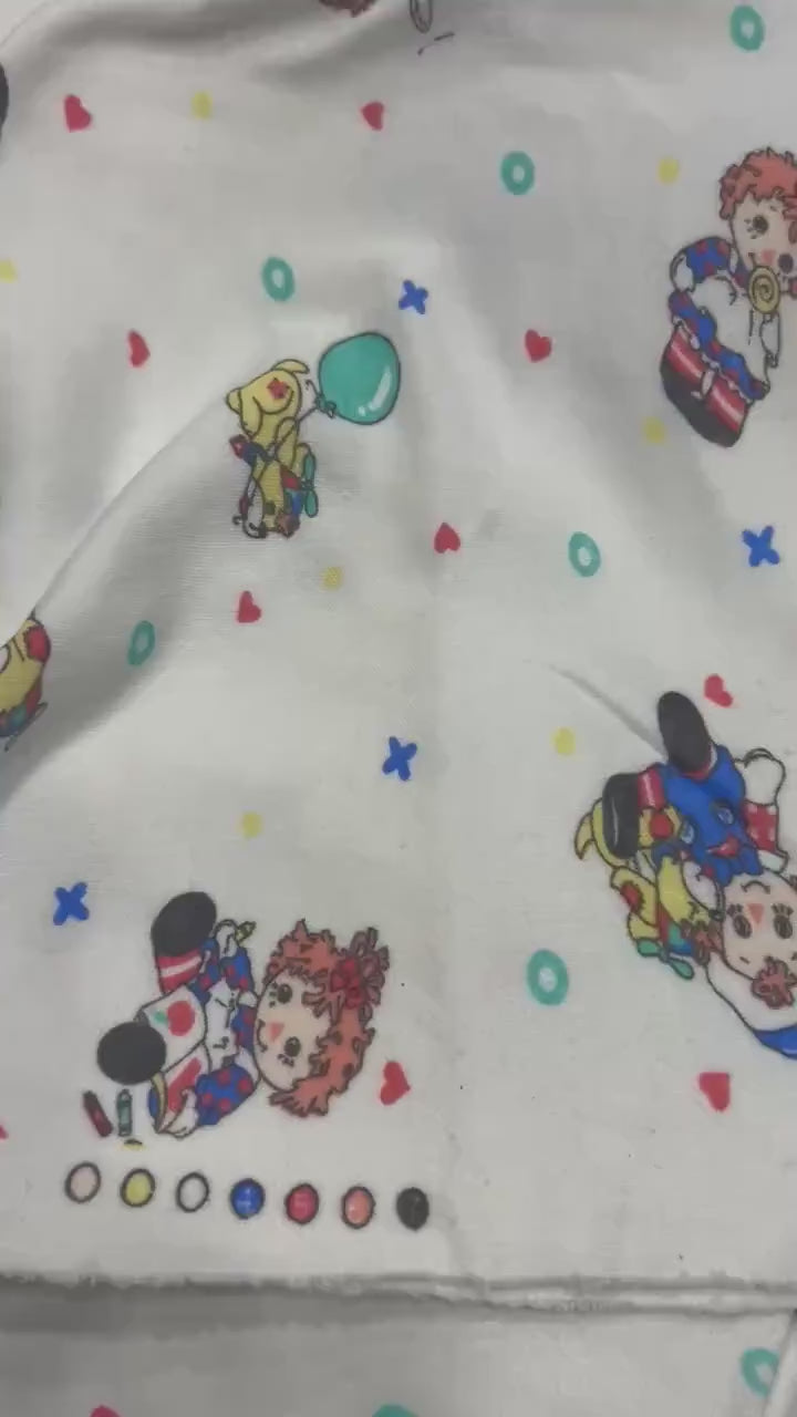 Vintage Raggedy Ann Fabric- Jersey Knit material - continuous cuts