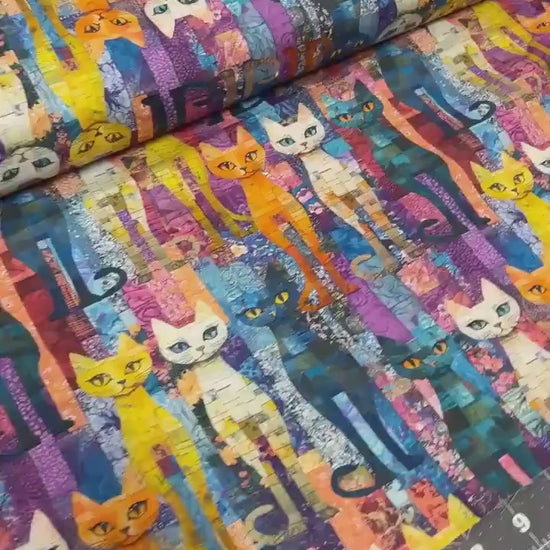 Packed Quilt Cats Cotton Fabric - 100% Cotton- Continuous Cuts -  Timeless treasures